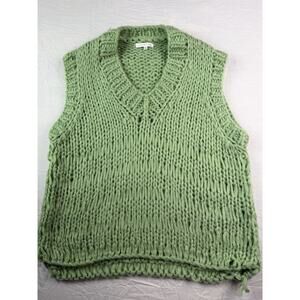 Little Lies Chunky Knit Sweater Vest Green Oversized Sleeveless Cozy Womens M L